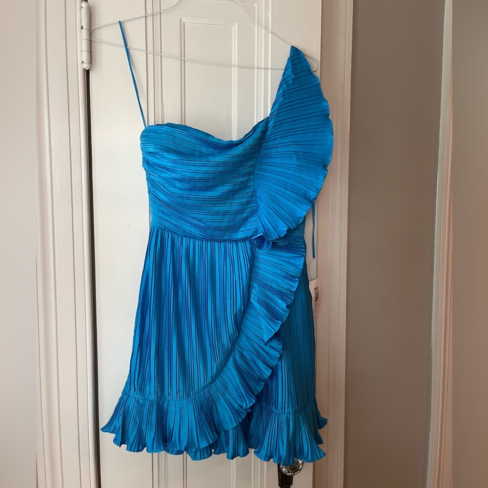 Amur Kelce pleated one-shoulder minidress